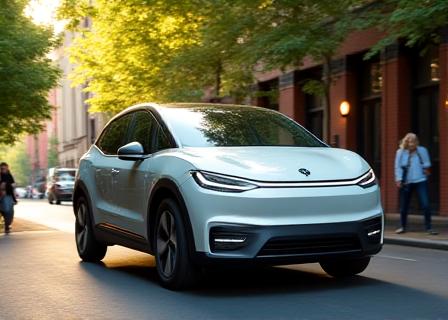 Electric car getting detailed on a bright Melbourne street
